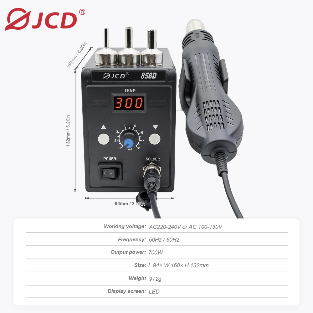 JCD Hot Air Gun 858D 700W BGA  – Smd Solder Paste recenzja i cena
